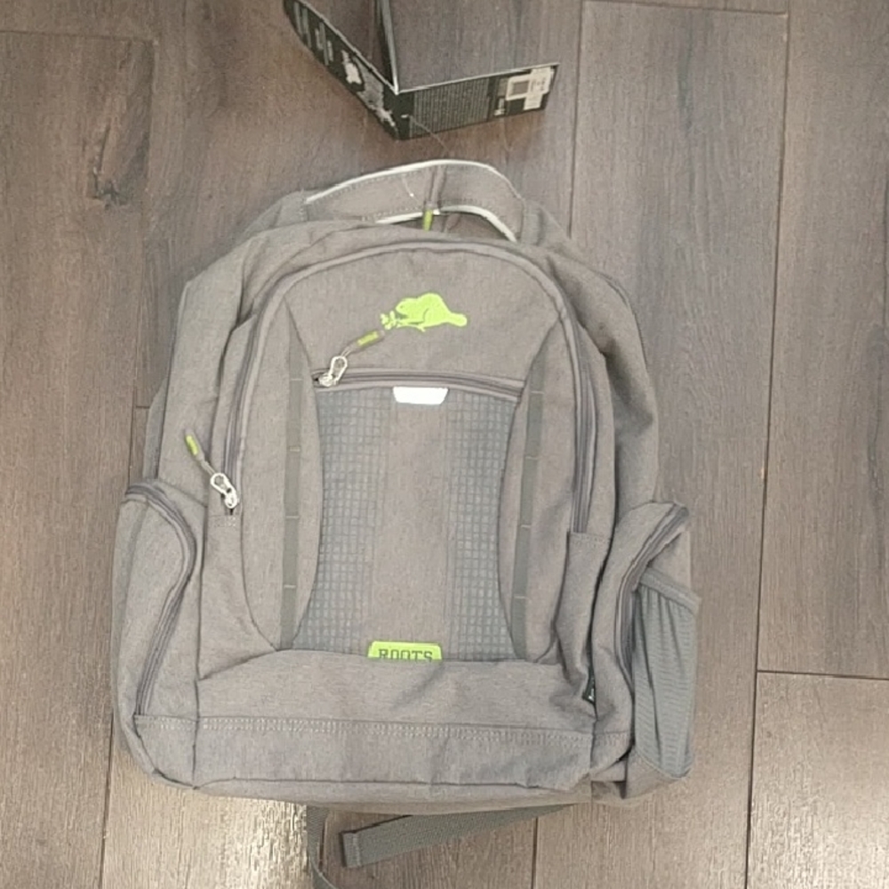 Roots Gray and Green Kids Backpack